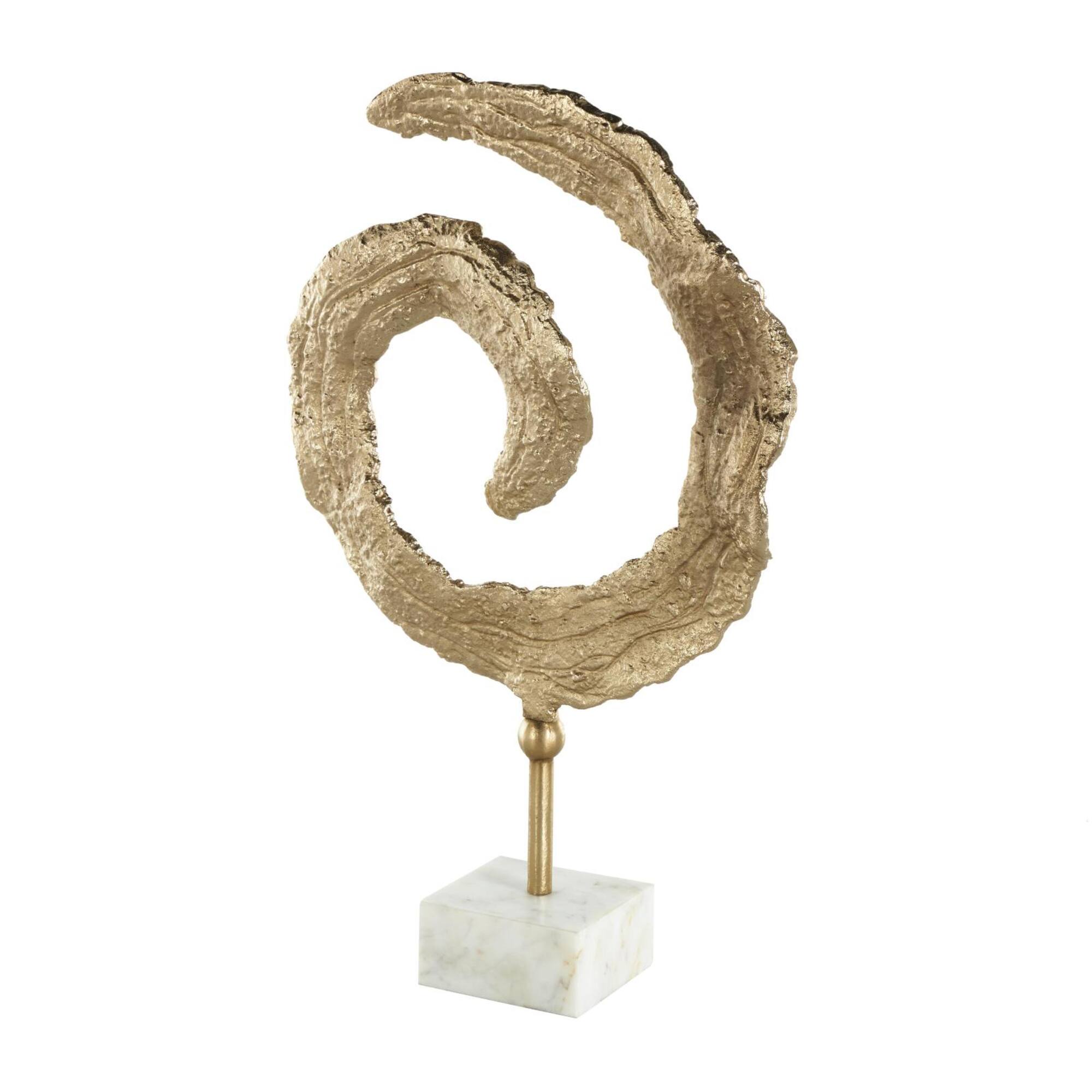 20" Gold Metal Abstract Spiral Sculpture